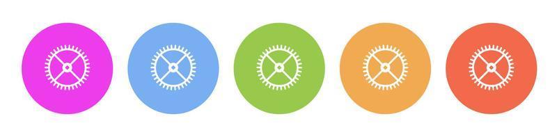 Dark button icon clock gear engine gear. Button banner round badge interface for application illustration on darken background vector