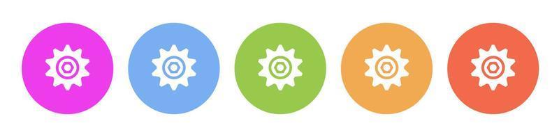Dark button icon cog cogwheel. Button banner round badge interface for application illustration on darken background vector