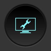 Dark button icon configuration desktop. Button banner round badge interface for application illustration on darken background vector