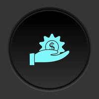 Dark button icon business Money hand. Button banner round badge interface for application illustration on darken background vector