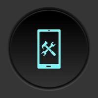 Dark button icon configuration mobile. Button banner round badge interface for application illustration on darken background vector