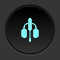 Dark button icon audio control head set. Button banner round badge interface for application illustration on darken background vector