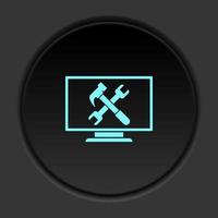 Dark button icon configuration desktop. Button banner round badge interface for application illustration on darken background vector