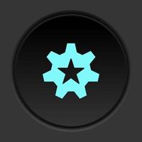 Dark button icon configuration favorite gear star. Button banner round badge interface for application illustration on darken background vector