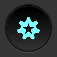 Dark button icon configuration favorite gear star. Button banner round badge interface for application illustration on darken background vector