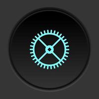 Dark button icon clock gear engine gear. Button banner round badge interface for application illustration on darken background vector