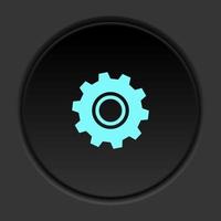 Dark button icon Gear. Button banner round badge interface for application illustration on darken background vector