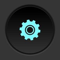 Dark button icon Gear. Button banner round badge interface for application illustration on darken background vector