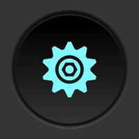 Dark button icon cog cogwheel. Button banner round badge interface for application illustration on darken background vector