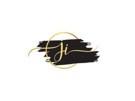 Monogram Ji Signature Logo, Luxury Ji Brush And Golden Signature logo vector