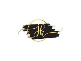 Monogram Jk Signature Logo, Luxury Jk Brush And Golden Signature logo vector