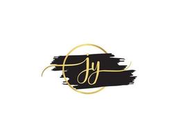 monograma jy firma logo, lujo jy cepillo y dorado firma logo vector