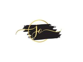 Monogram Jo Signature Logo, Luxury Jo Brush And Golden Signature logo vector