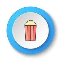 Round button for web icon, Popcorn. Button banner round, badge interface for application illustration on white background vector