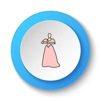 Round button for web icon, Actress, theater, woman. Button banner round, badge interface for application illustration on white background vector