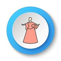 Round button for web icon, Actress, theater, woman. Button banner round, badge interface for application illustration on white background vector