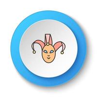 Round button for web icon, Clown mask, comedy. Button banner round, badge interface for application illustration on white background vector