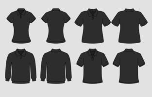 Outline Polo T Shirt Black Template Mock Up vector