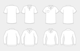 Outline Polo T Shirt White Template Mock Up vector