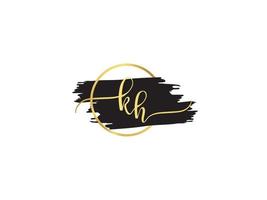Golden Kh Logo Icon, Initial KH Signature Letter Logo Template vector