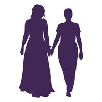 Lesbian Wedding Silhouette. Vector art illustration
