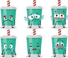 Soda bottle cartoon character with sad expression vector