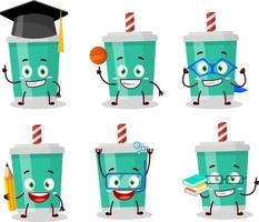 School student of soda bottle cartoon character with various expressions vector