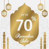 golden Ramadan sale social media post and printable promotion card vector