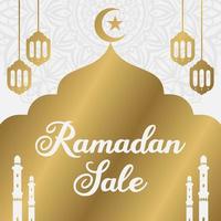 golden Ramadan sale social media post and printable promotion card vector