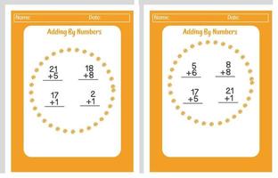 adición matemáticas hojas de trabajo vector