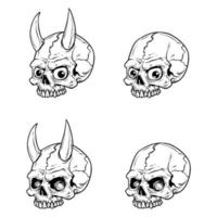 Horned and hornless skull vector set