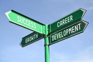 Success, Growth, Career, Development - Signpost With Four Arrows photo