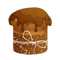 Panettone traditional cake in cartoon style isolated on white background. Vector illustration