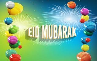 eid Mubarak 3d antecedentes y bandera diseño modelo vector