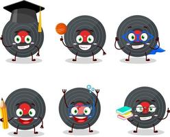 School student of vynil record cartoon character with various expressions vector