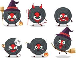 Halloween expression emoticons with cartoon character of vynil record vector