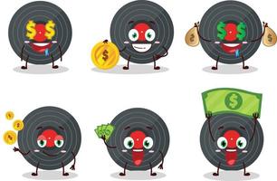 Vynil record cartoon character with cute emoticon bring money vector