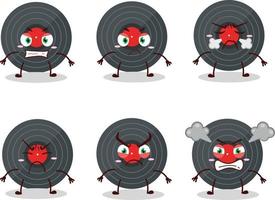 Vynil record cartoon character with various angry expressions vector