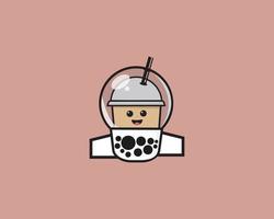 boba cute astronout vector icon design