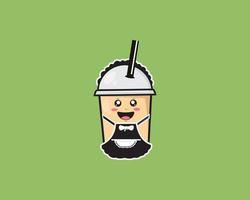 boba cute waiter vector icon design