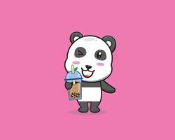 panda linda bebida boba vector diseño