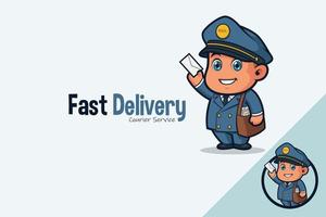 Cute Courier in Classic Mailman Uniform Delivering Mail vector