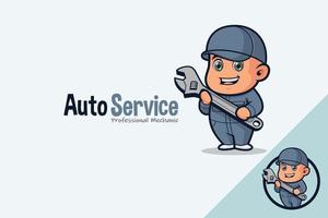 Cute Auto Mechanic Holding A Wrench vector