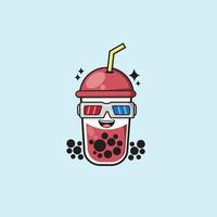 boba cute sungglases vector icon design