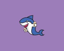 shark cute drink boba vector design