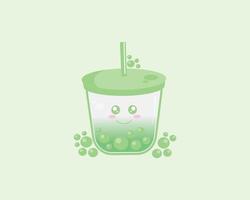 boba green cute vector icon design