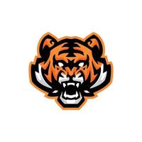 rugido Tigre cabeza mascota logo para Deportes equipos y competiciones vector
