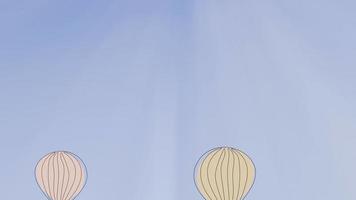 animatie van abstract geschilderd heet lucht ballonnen vliegend in de lucht video