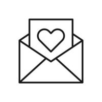 Editable Of Opened Love Letter Icon, Line Art Icon Using For Presentation, Website And Application vector