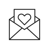 Editable Of Opened Love Letter Icon, Line Art Icon Using For Presentation, Website And Application vector